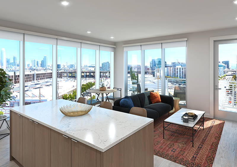 Floor-to-ceiling walls at our city view apartments near San Francisco